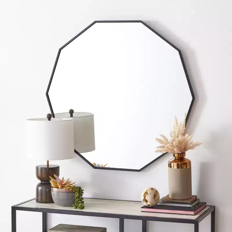 Specchio da parete decagonale – Nero / Ottone / Argento / Bianco