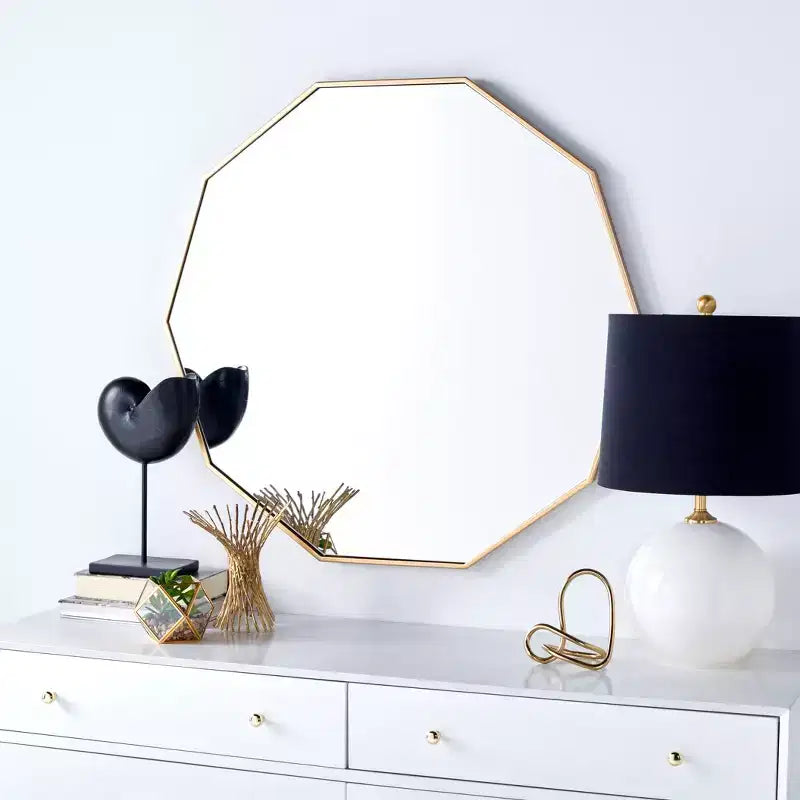Specchio da parete decagonale – Nero / Ottone / Argento / Bianco