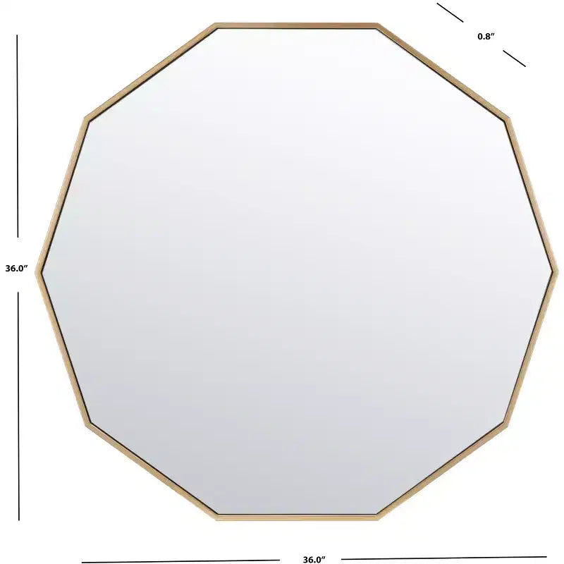 Specchio da parete decagonale – Nero / Ottone / Argento / Bianco