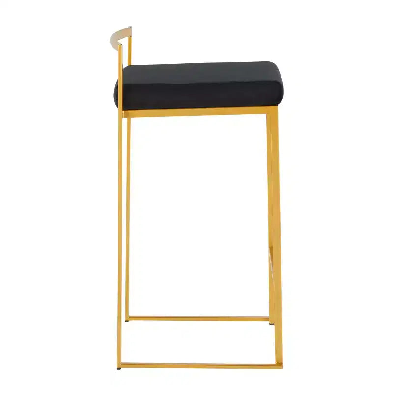 Sgabello da bancone in velluto oro/nero da 31", set da 2