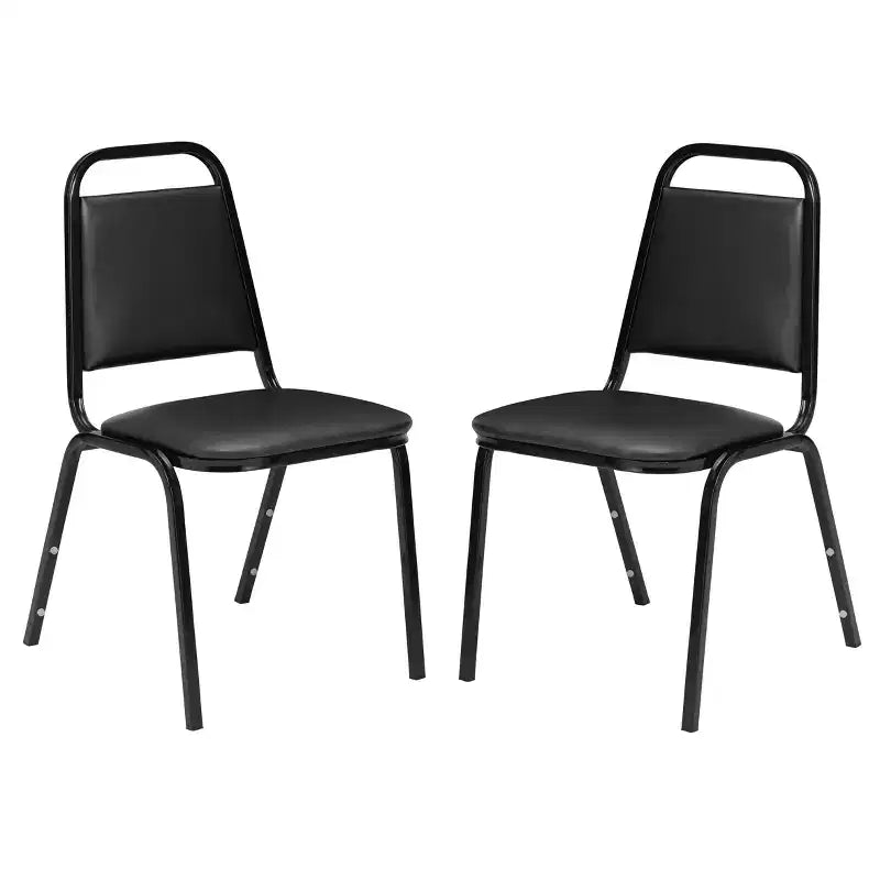 Set of 2 Vinyl Padded Stack Chairs with Seat and Frame Black - Hampden Furnishings: Easy-Clean, 300lb Capacity, No Assembly