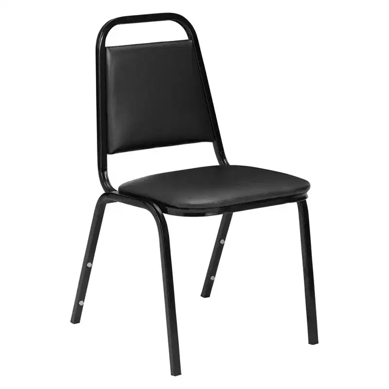 Sedia impilabile con rivestimento in vinile nero, set da 2