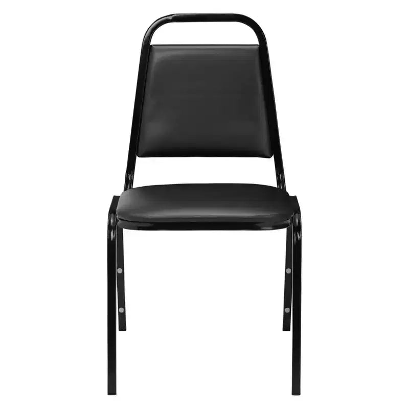 Sedia impilabile con rivestimento in vinile nero, set da 2