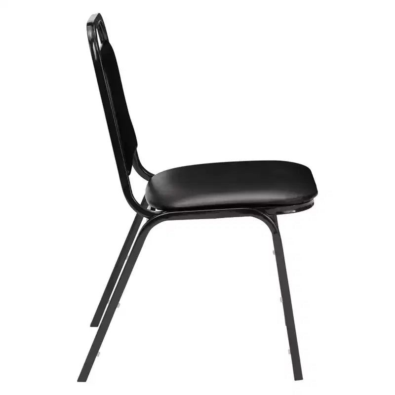 Sedia impilabile con rivestimento in vinile nero, set da 2