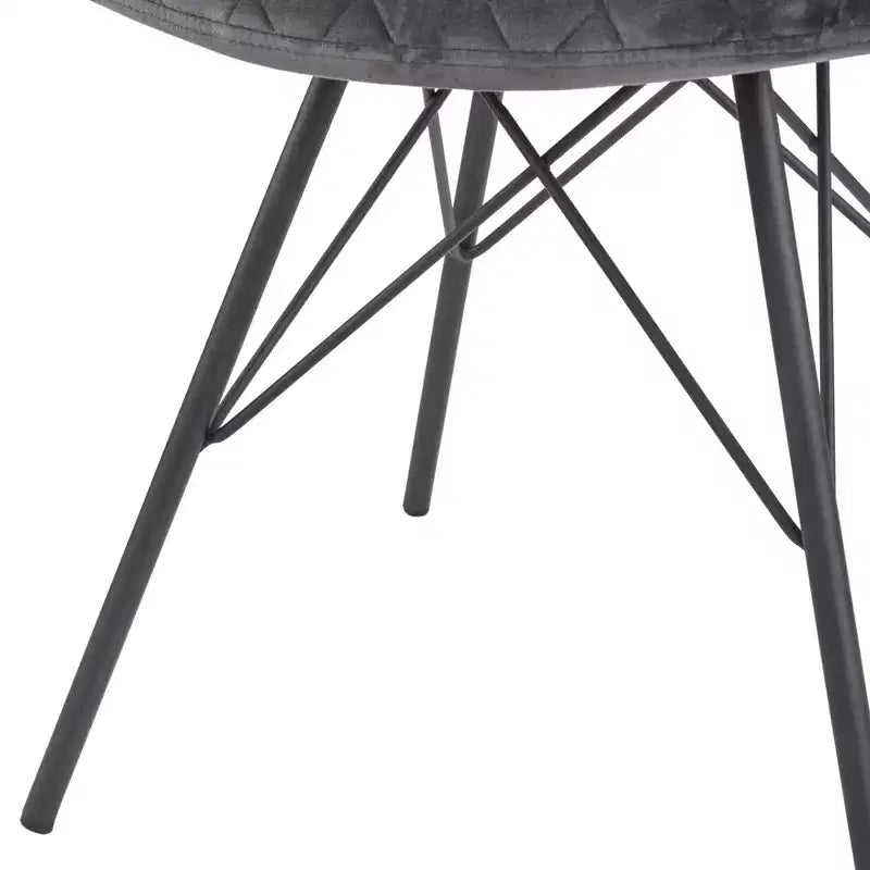 Sedia da pranzo trapuntata in velluto grigio, set da 2