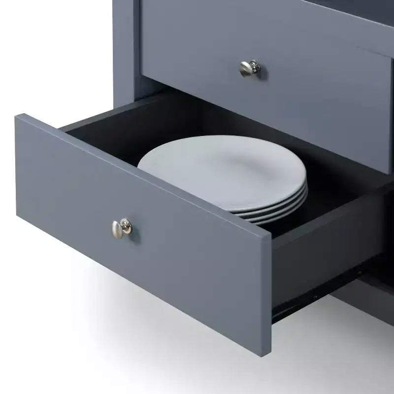 Carrello da Cucina Grigio su Ruote con Spazio Contenitore, Montaggio da 1 Persona