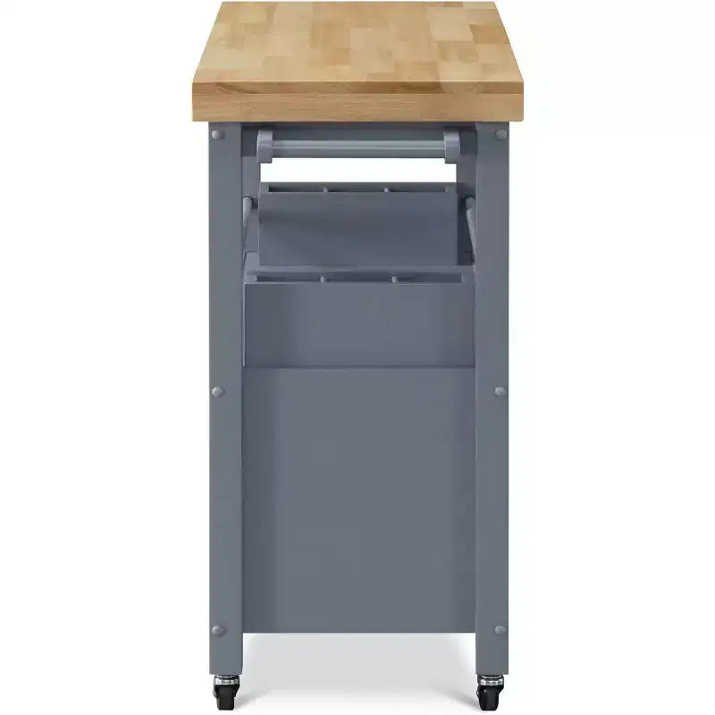 Carrello da Cucina Grigio su Ruote con Spazio Contenitore, Montaggio da 1 Persona