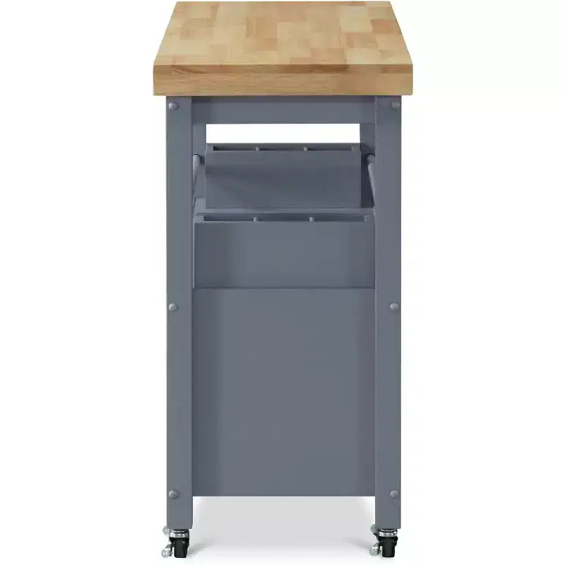 Carrello da Cucina Grigio su Ruote con Spazio Contenitore, Montaggio da 1 Persona