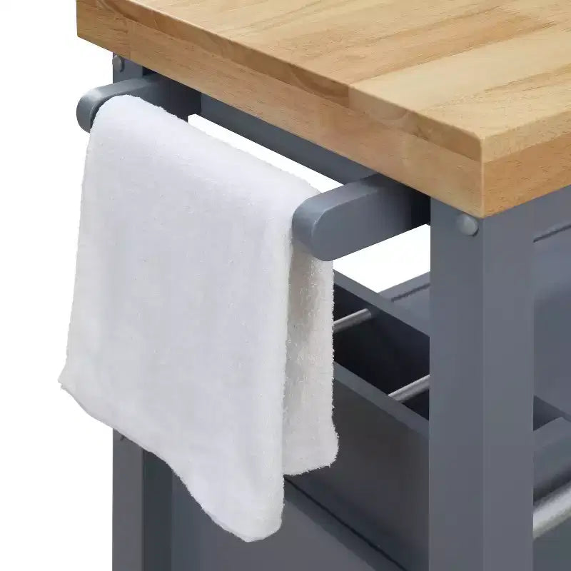 Carrello da Cucina Grigio su Ruote con Spazio Contenitore, Montaggio da 1 Persona