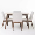 Set da pranzo rettangolare 5 pezzi, beige chiaro/menta e noce naturale, 4 posti a sedere