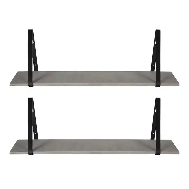Set di 2 mensole da parete in legno bianche/oro, grigie/nere, nere/oro e bianche