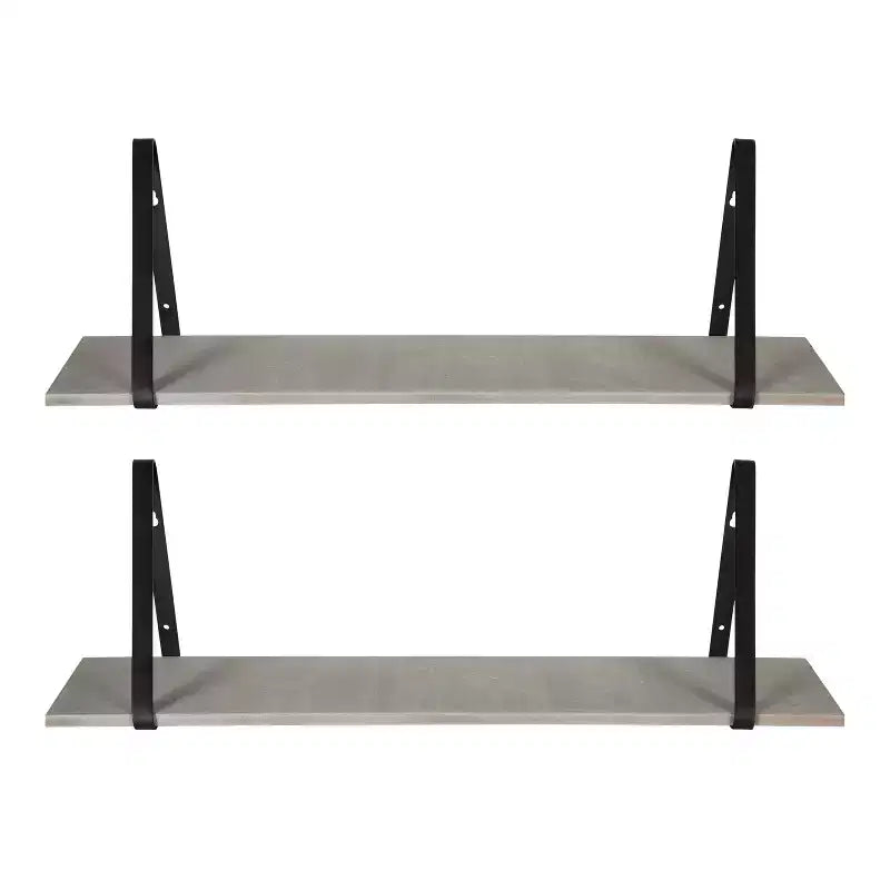 Set di 2 mensole da parete in legno bianche/oro, grigie/nere, nere/oro e bianche