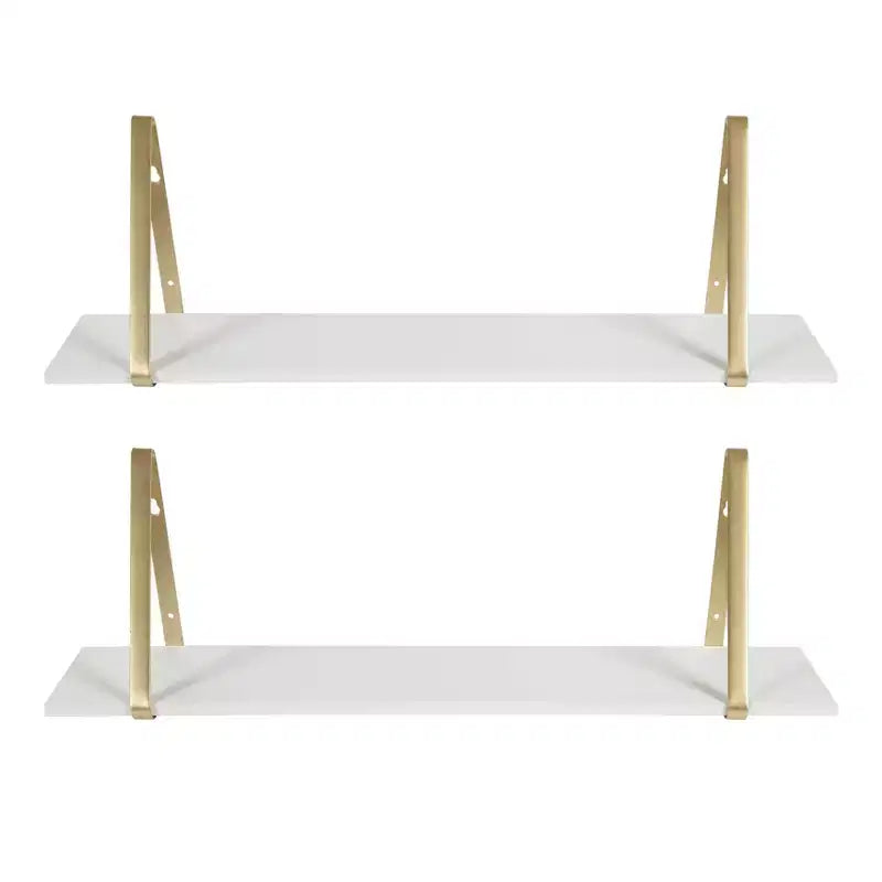 Set di 2 mensole da parete in legno bianche/oro, grigie/nere, nere/oro e bianche