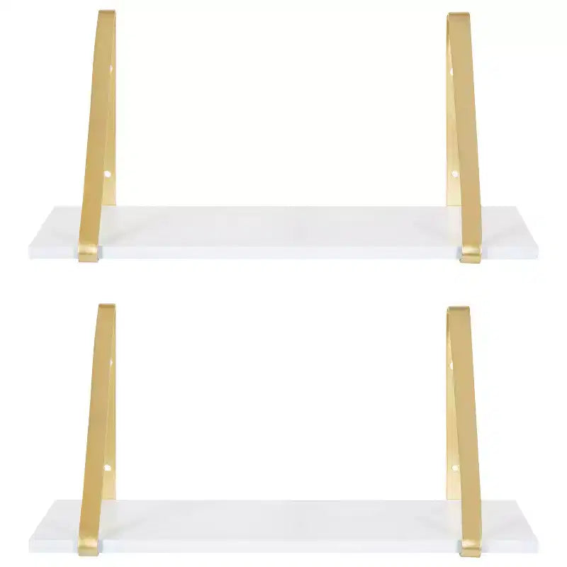 Set di 2 mensole da parete in legno bianche/oro, grigie/nere, nere/oro e bianche