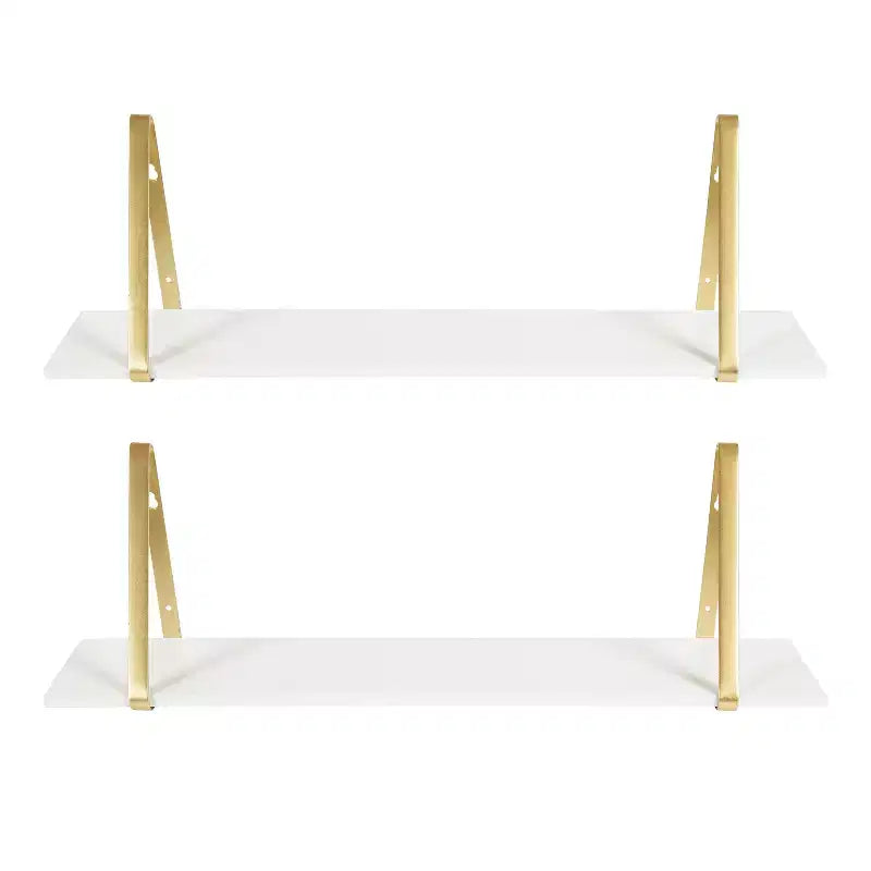 Set di 2 mensole da parete in legno bianche/oro, grigie/nere, nere/oro e bianche