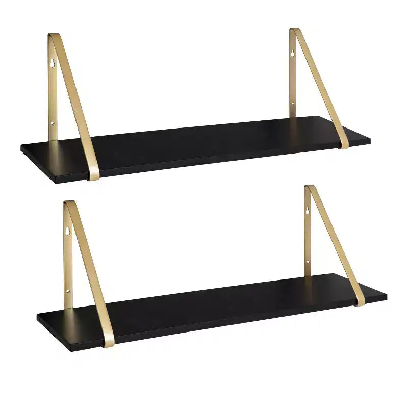 Set di 2 mensole da parete in legno bianche/oro, grigie/nere, nere/oro e bianche