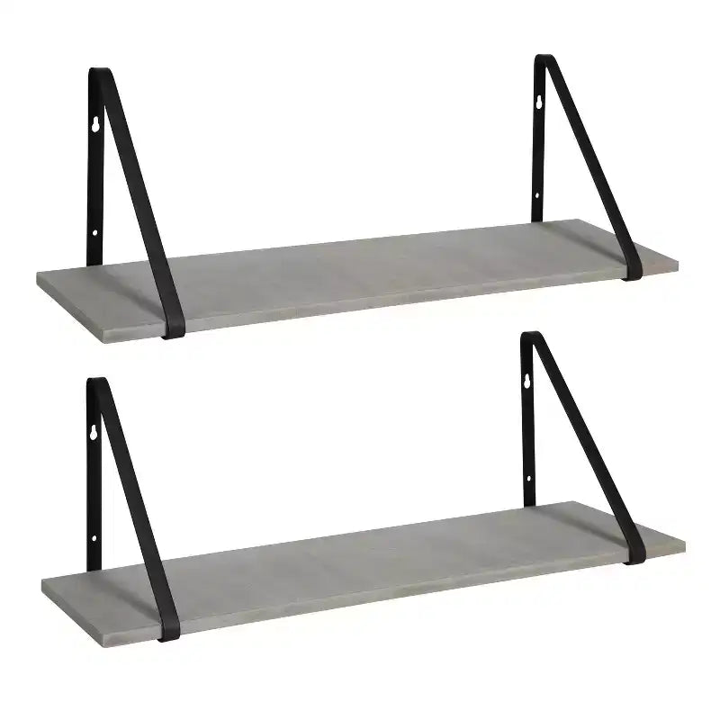 Set di 2 mensole da parete in legno bianche/oro, grigie/nere, nere/oro e bianche