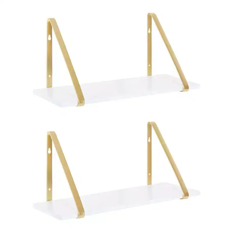 Set di 2 mensole da parete in legno bianche/oro, grigie/nere, nere/oro e bianche