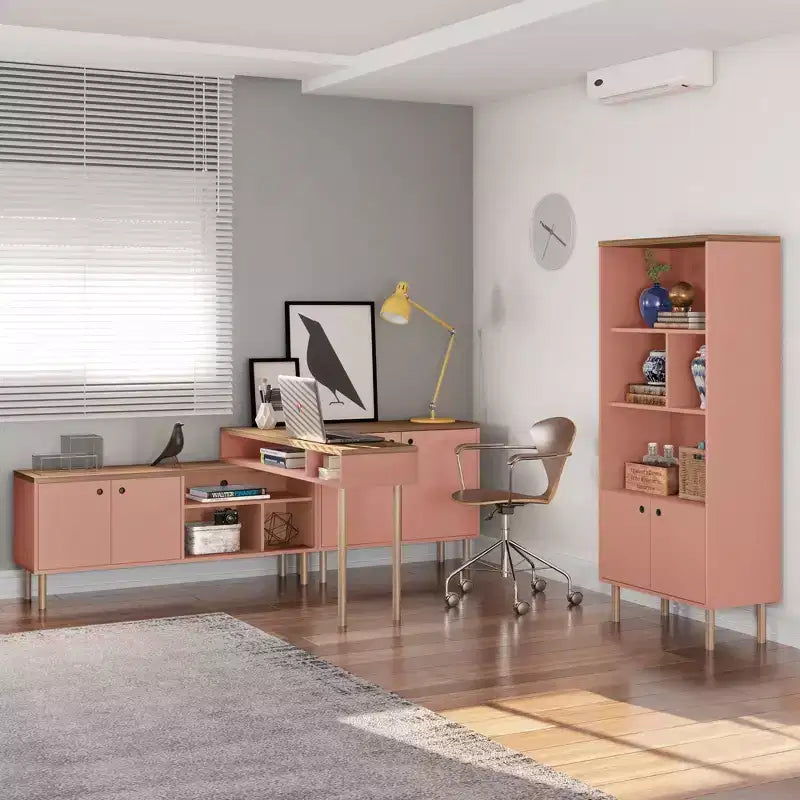 Tavolo Console da 47,24" – Bianco sporco / Rosa Ceramica / Grigio, montaggio da 1 persona