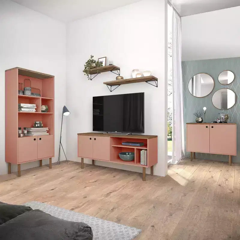 Tavolo Console da 47,24" – Bianco sporco / Rosa Ceramica / Grigio, montaggio da 1 persona