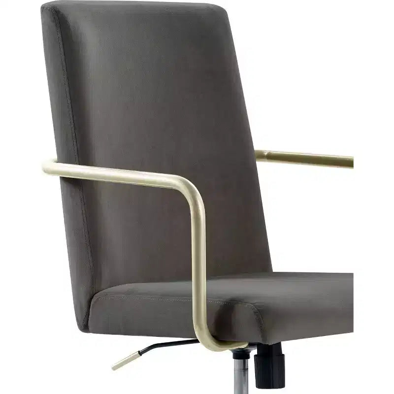 Sedia da scrivania Mid-Century in velluto grigio/blu con finiture dorate, sedile singolo