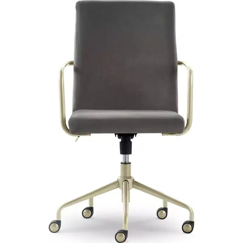 Sedia da scrivania Mid-Century in velluto grigio/blu con finiture dorate, sedile singolo