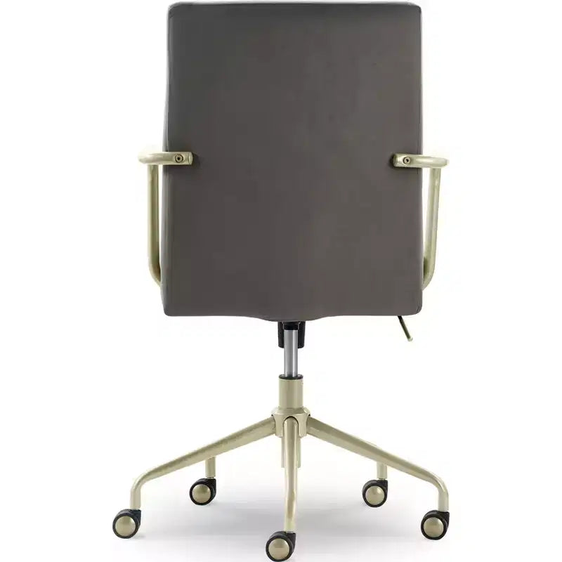 Sedia da scrivania Mid-Century in velluto grigio/blu con finiture dorate, sedile singolo