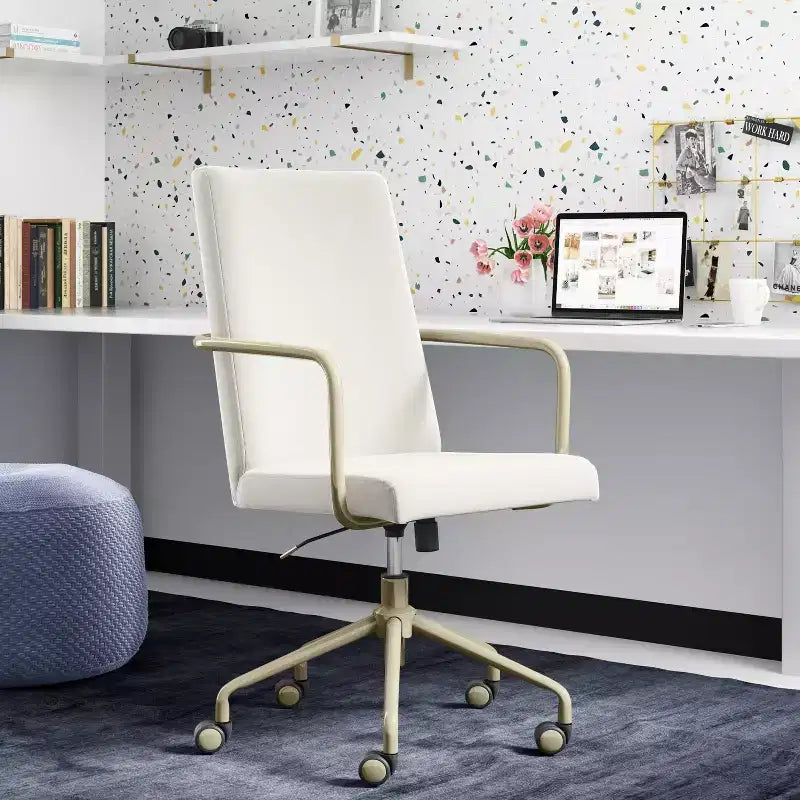 Sedia da scrivania Mid-Century in velluto grigio/blu con finiture dorate, sedile singolo