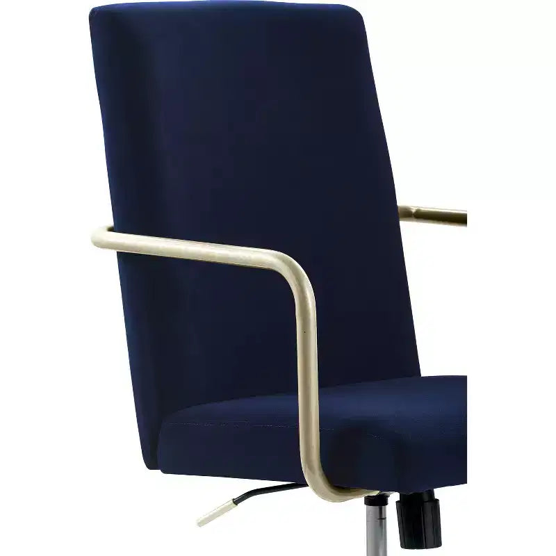 Sedia da scrivania Mid-Century in velluto grigio/blu con finiture dorate, sedile singolo