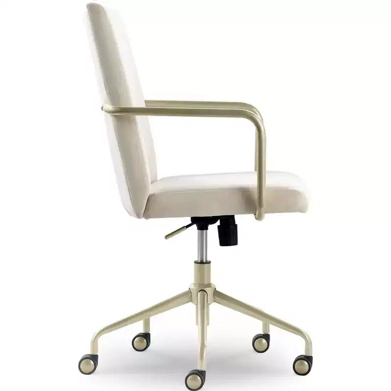 Sedia da scrivania Mid-Century in velluto grigio/blu con finiture dorate, sedile singolo