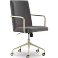 Sedia da scrivania Mid-Century in velluto grigio/blu con finiture dorate, sedile singolo